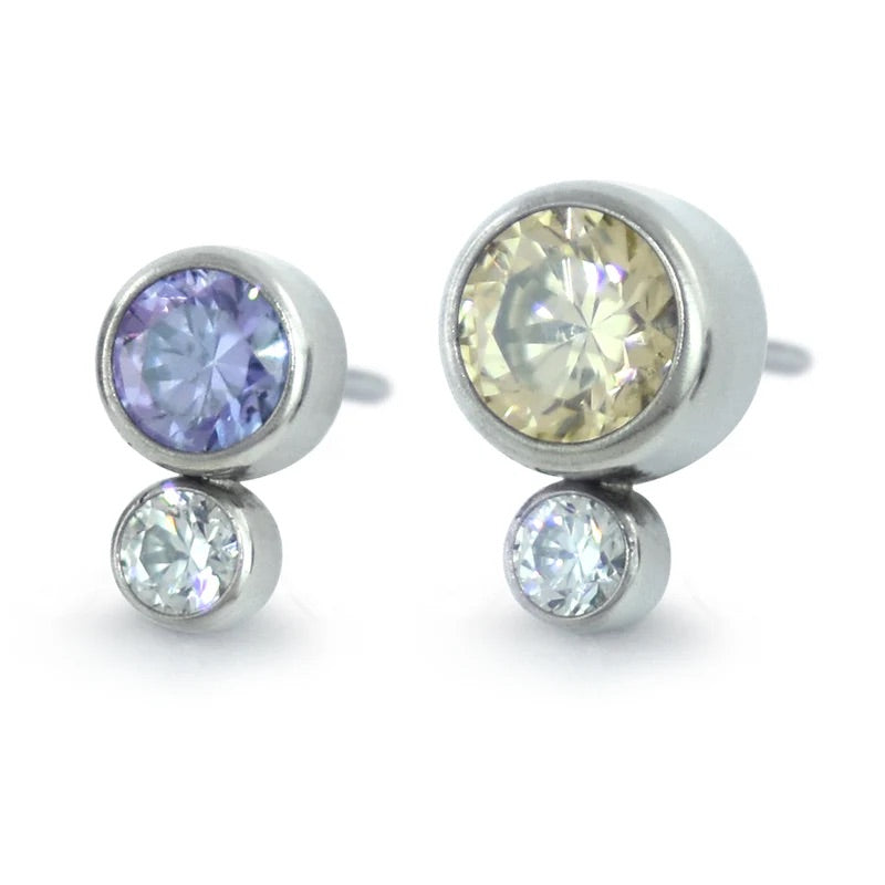 NeoMetal Bezel Set Two Gem Cluster Ends –