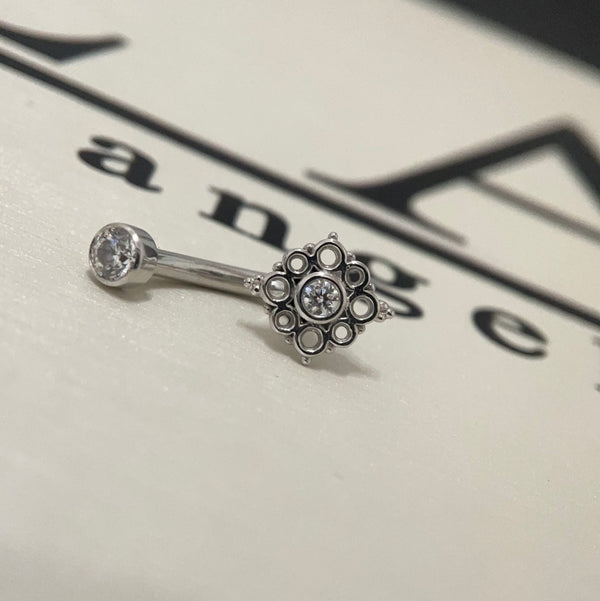 BV-36 BVLA Angela J-Curved Barbell with 3mm Round Bezel Top