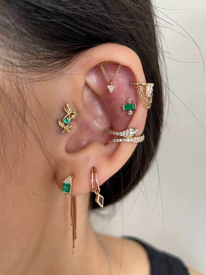 MARIA TASH 2MM PRONG SET DIAMOND DRAPE THREADED STUD EARING