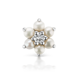 Maria Tash Pearl Flower with Diamond Center Threaded Stud Earring