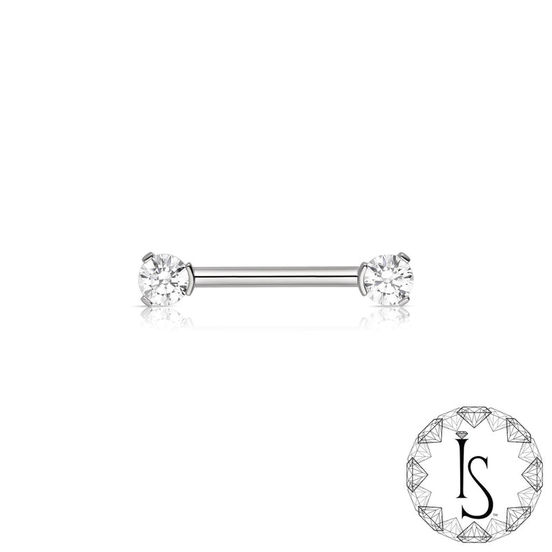 Industrial Strength Nipple Barbells - Forward Facing 2 Prong Faceted (One Side)