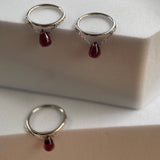 PUPIL HALL  RHODOLITE GARNET BRIOLETTE CHAINED SEAM RING NEW