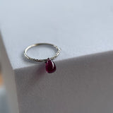 PUPIL HALL  RHODOLITE GARNET BRIOLETTE CHAINED SEAM RING NEW