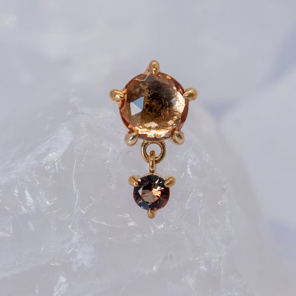 Modern Mood Sunstone Claw Set with One Draping Chain and Bezel Diamond Charm Freeform One-Of-A-Kind