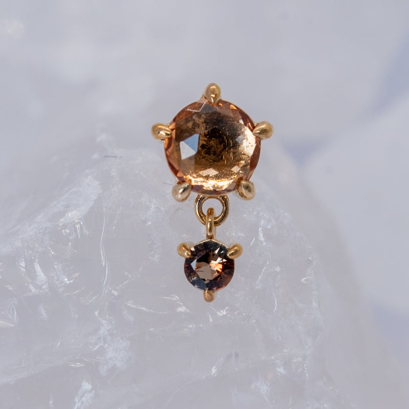 Modern Mood Sunstone Claw Set with One Draping Chain and Bezel Diamond Charm Freeform One-Of-A-Kind