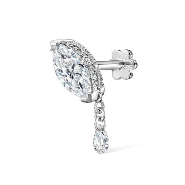 Maria Tash Single Teardrop Marquise Diamond Threaded Stud