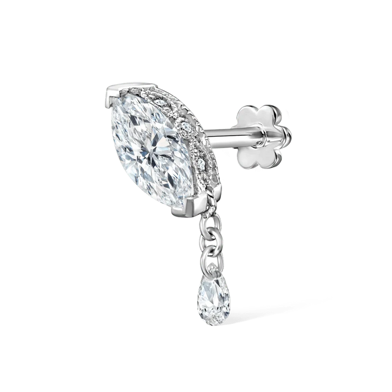 Maria Tash Single Teardrop Marquise Diamond Threaded Stud