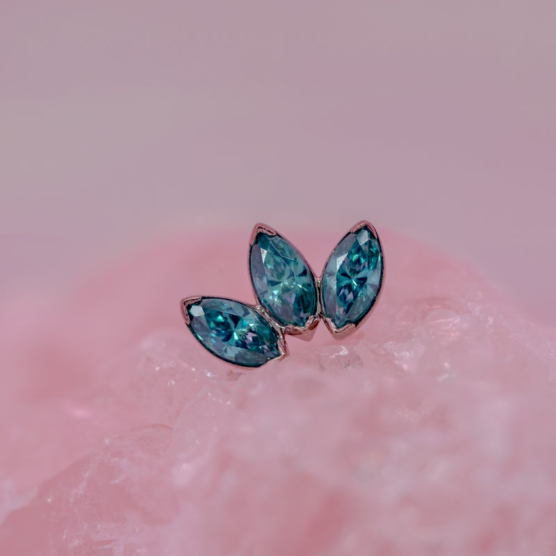Anatometal Marquise Fan End 3 Stones Threadless (18K Gold) - Mini
