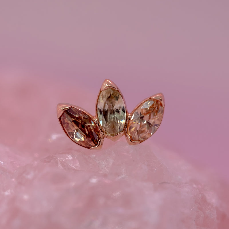 Anatometal Marquise Fan End 3 Stones Threadless (18K Gold) - Mini