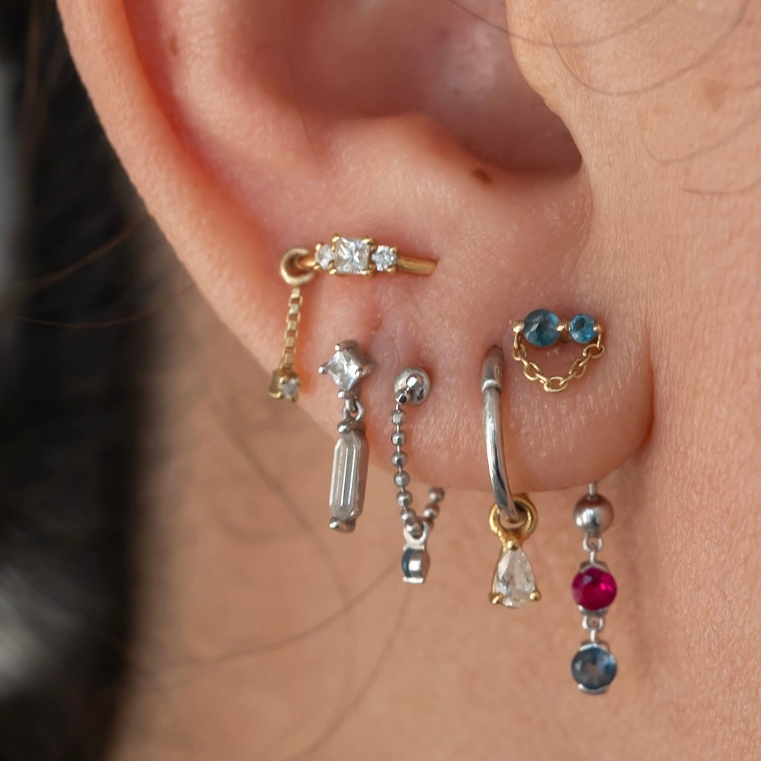 Stacked Lobe Piercing – MANTRAFINEJEWELLERY.COM