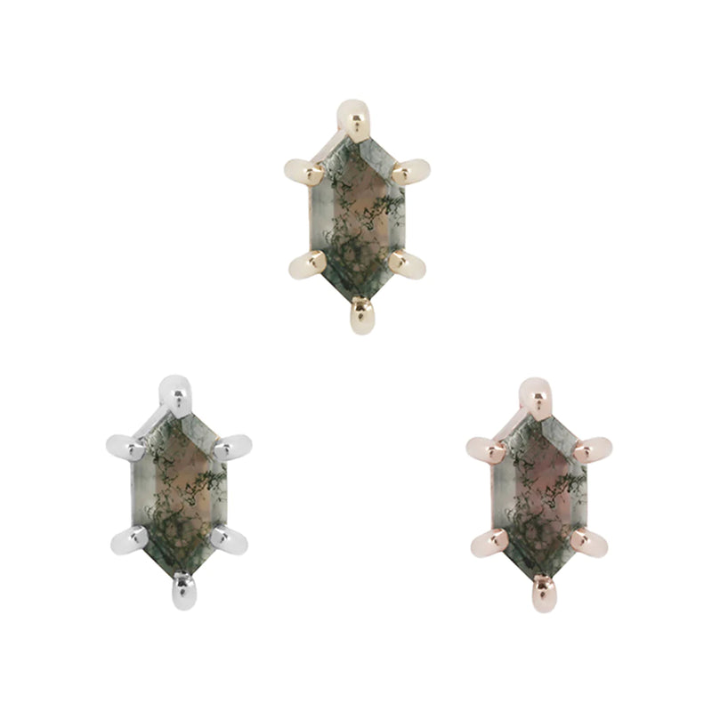 Buddha Jewelry OH HELL YES! Hex Cut Moss Agate Threadless End