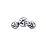 Junipurr Jewelry Titanium Curved 3 Gem Cluster
