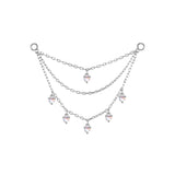 Modern Mood Triple Layer Chain With Round Dripping Gemstones