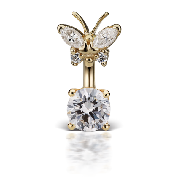 Maria Tash Cubic Zirconia Butterfly and 6mm Solitaire Barbell