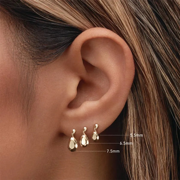 Maria Tash Faceted Gold Pear Threaded Charm Earring