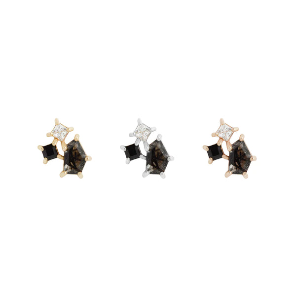 BUDDHA JEWELRY LYRA - TOURMALATED QUARTZ + BLACK SPINEL + CZ - THREADLESS END