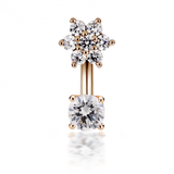 MARIA TASH 4.5mm Cubic Zirconia Flower and 3mm Cubic Zirconia Rook Barbell ( Rose Gold )