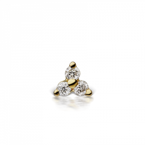 Maria Tash 3mm  Diamond Trinity Threaded Stud ( Yellow Gold )
