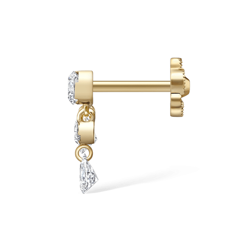 Maria Tash 11mm Invisible Set Diamond Crescendo Bar Threaded Stud Earring