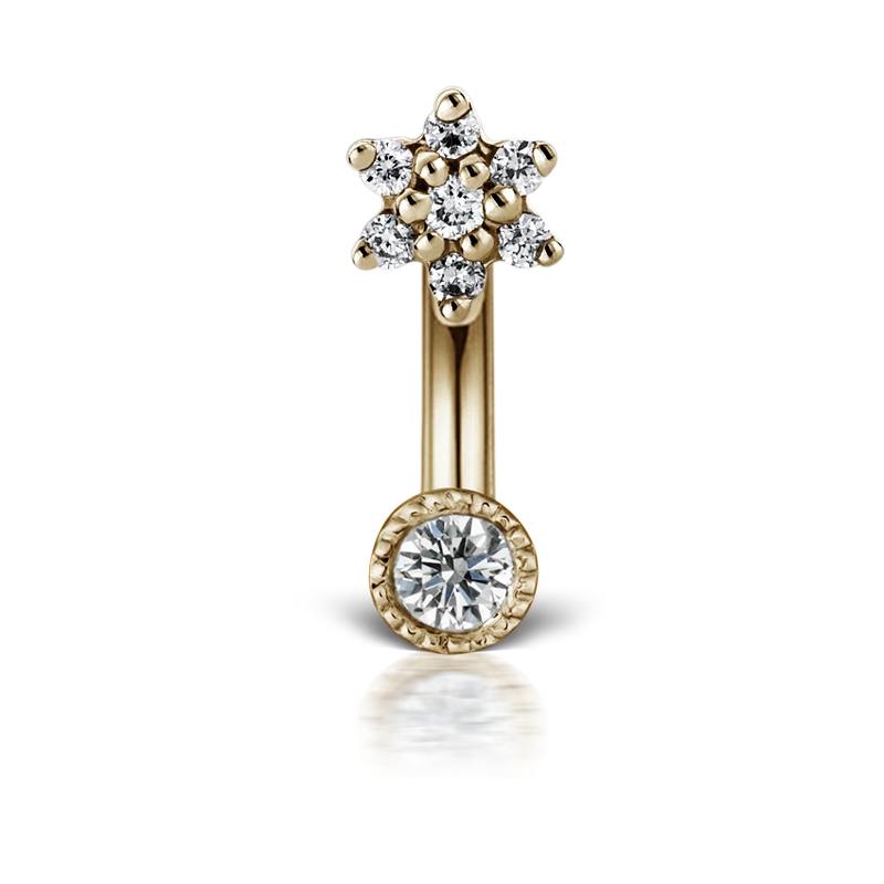Maria Tash 6mm Diamond Flower And Scallop Set Diamond Rook Barbell