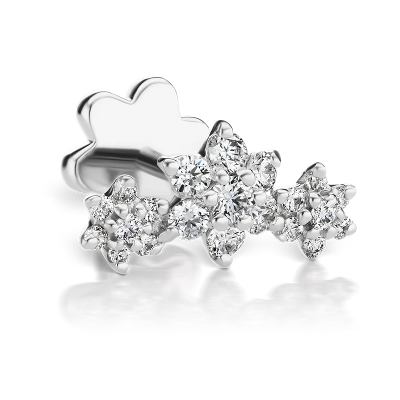 Maria Tash Three Flower Garland Diamond Threaded Stud Earring (Recessed)